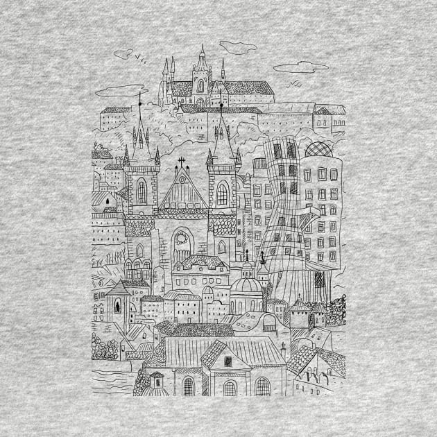 Prague Czech Republic Hand Drawn Sketch Illustration by jornvanhezik